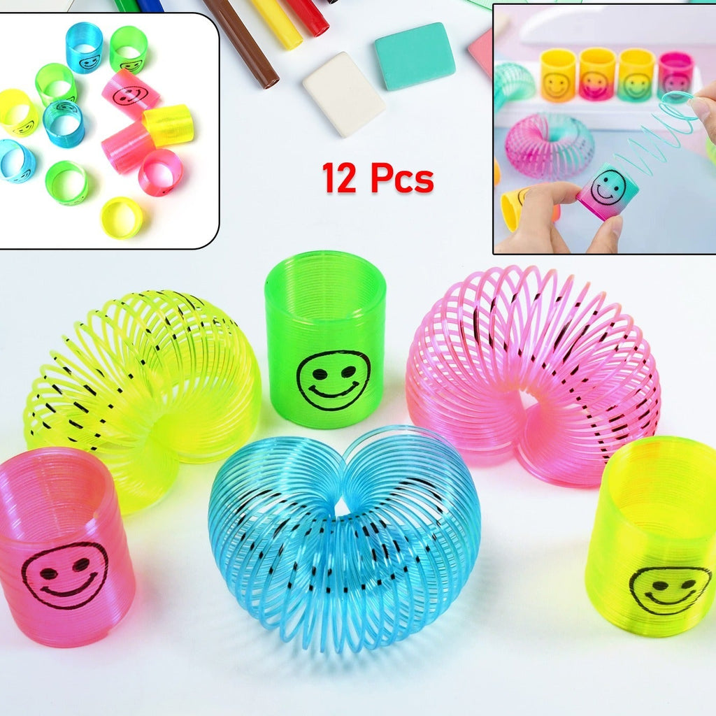 17745 Multicolor Magic Smiley Spring Spring Toys Slinky Slinky Spring Toy Toy For Kids For Birthdays Compact And Portable Easy To Carry (12 Pcs Set)