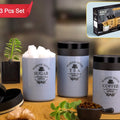 5766 Accurate Seal Tea Sugar Coffee Container - 3 Pcs Plastic Damru Shaped Tea Coffee Sugar Canisters Jar New Airtight Food Seal Containers For Salt Dry Fruit Grocery Multicolor (3 Pcs Set)
