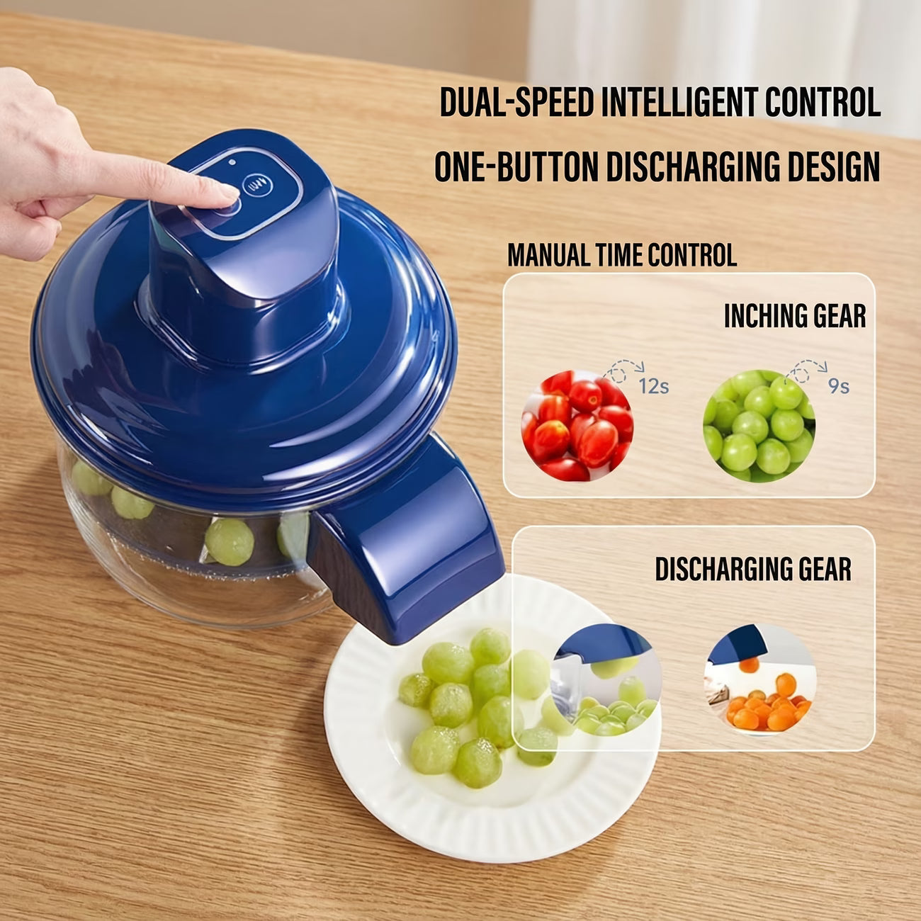 Electric Grape Peeling Machine – USB Rechargeable Automatic Fruit & Garlic Peeler with 5 Stainless Steel Blades