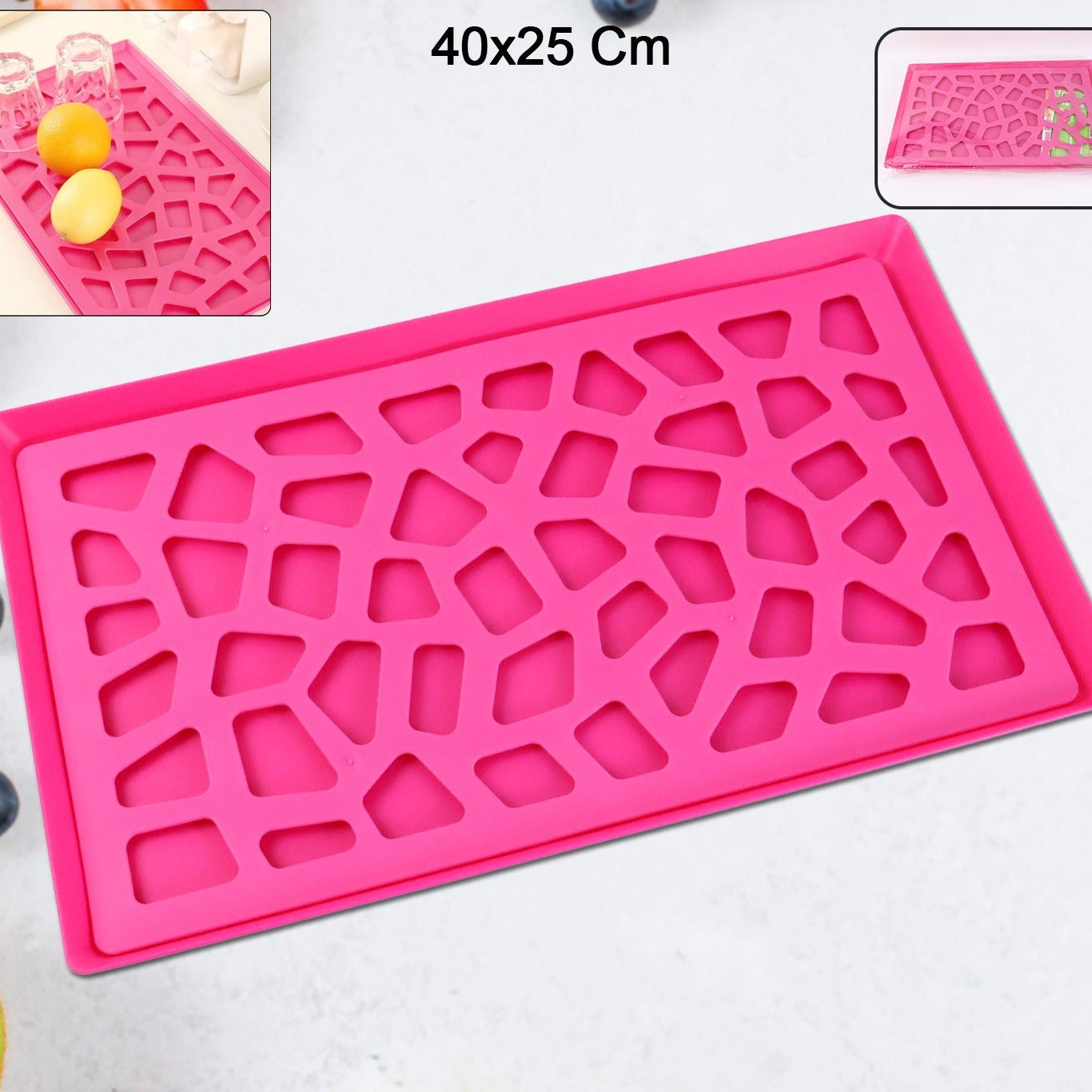 Plastic Kitchen Tray With Modern Hollow Design (40x25 Cm)