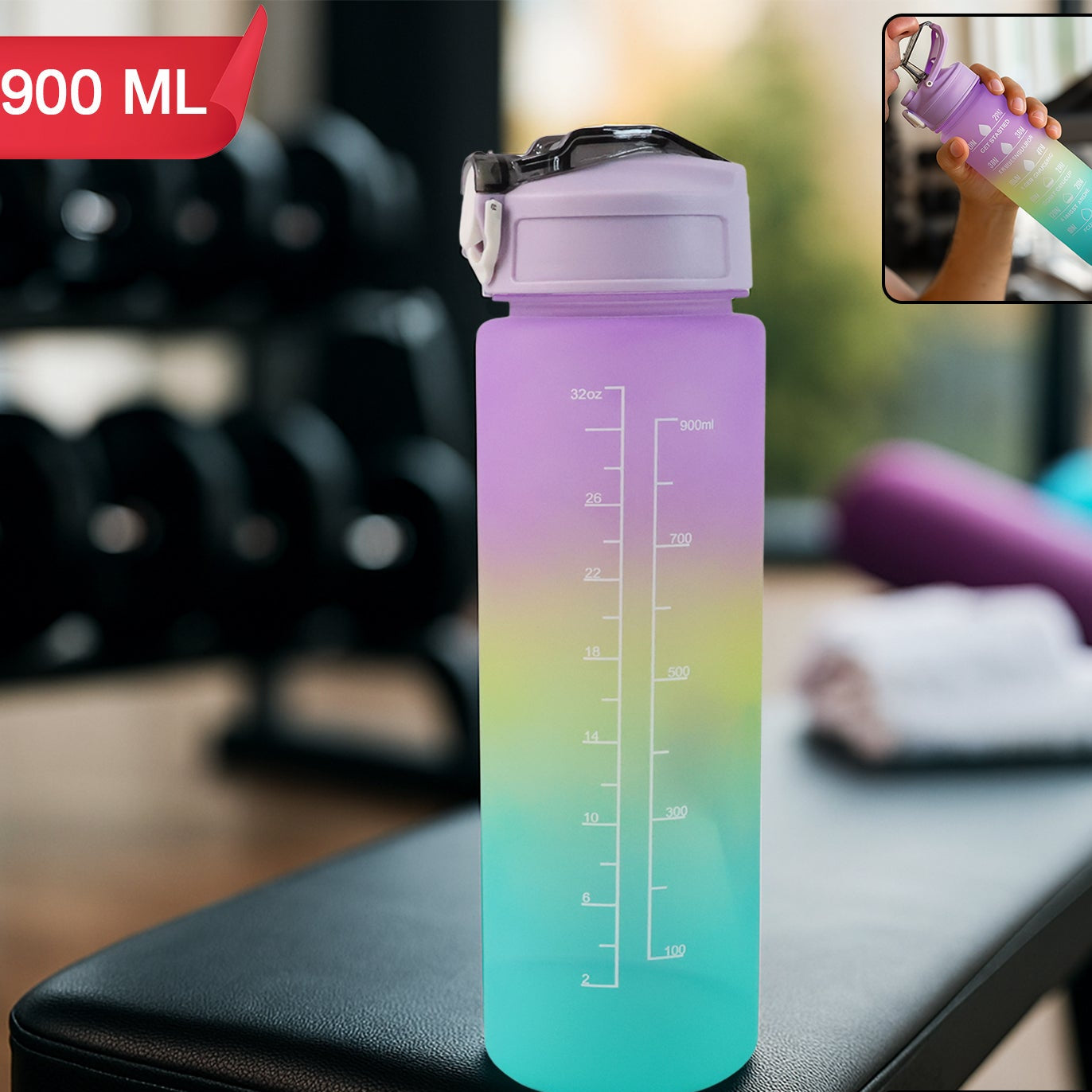 0325 Motivational Water Bottle With Straw  Time Marker Bpa-free Tritan Portable Gym Water Bottle Leakproof Reusable Special Design For Your Sports Activity Hiking Camping
