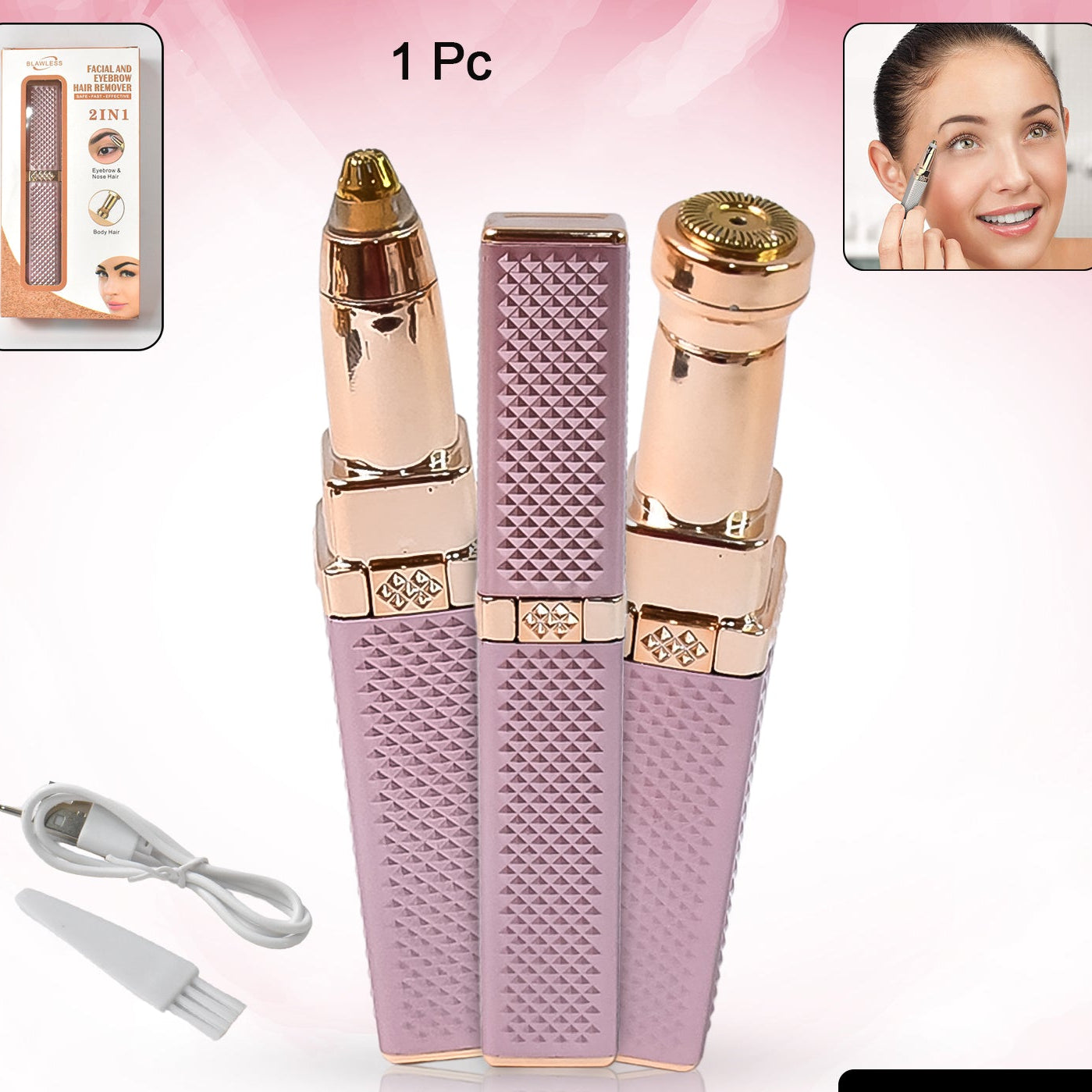 2-in-1 Eyebrow Razor  Painless Hair Shaver (1 Pc)
