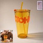Transparent Glass Tumbler With Lid And Straw (450 Ml)