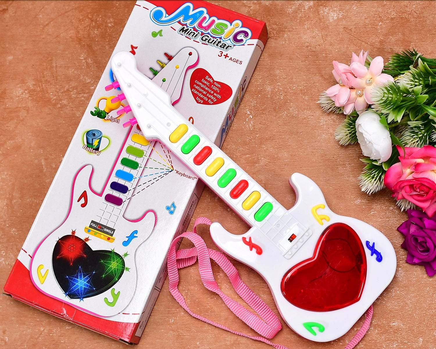 4464 Battery Operated Musical Instruments Mini Guitar Toys And Light For 3+years Old Kids.