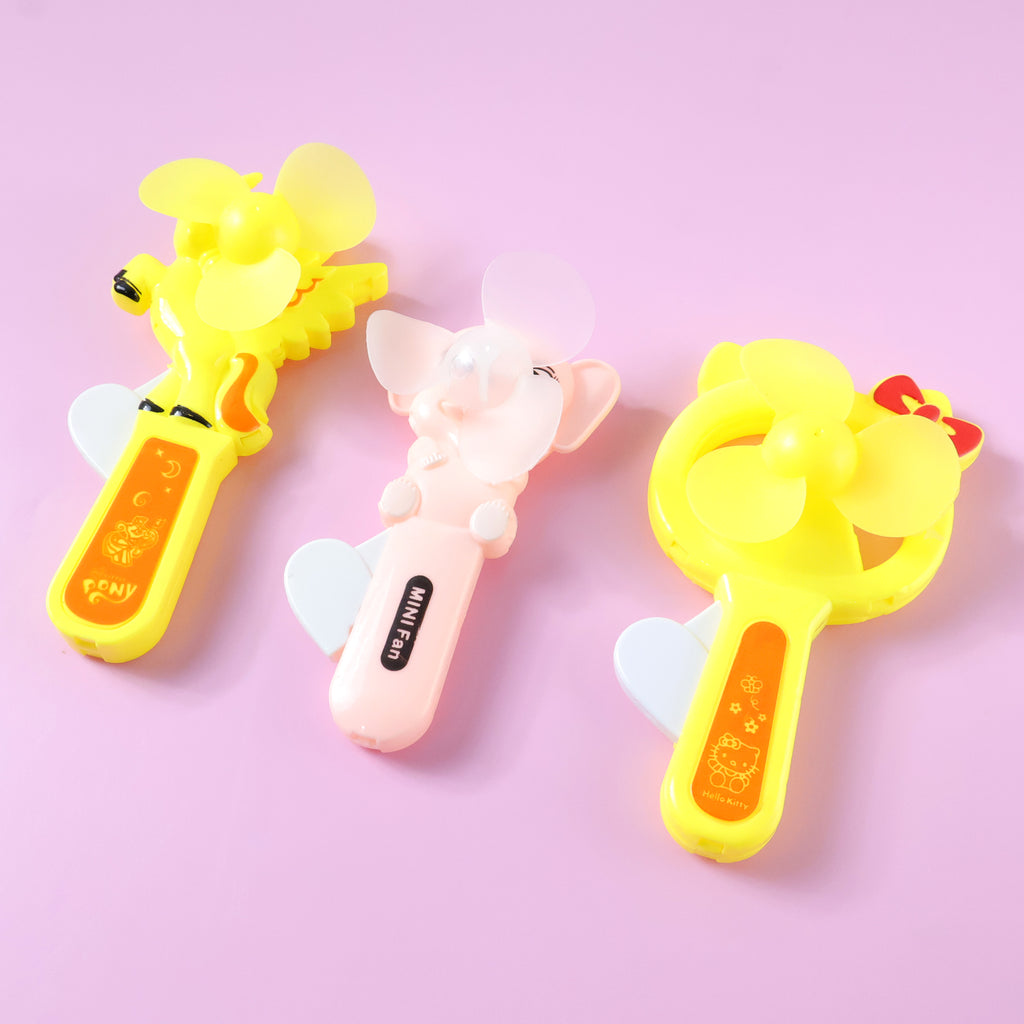 Hand Press Mini Portable Cartoon Fan Toy (1 Pc Mix Color  Design)