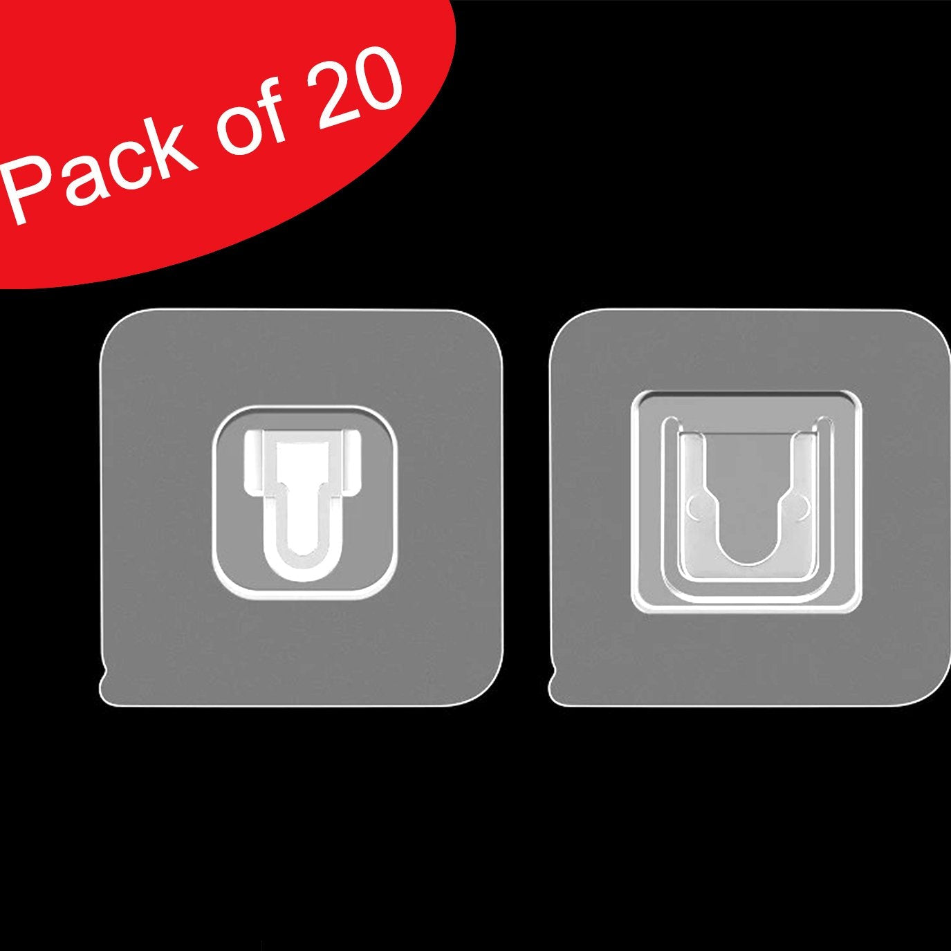 1742 Magic Adhesive Plastic Wall Hooks Heavy Duty Hooks (Pack Of 20)