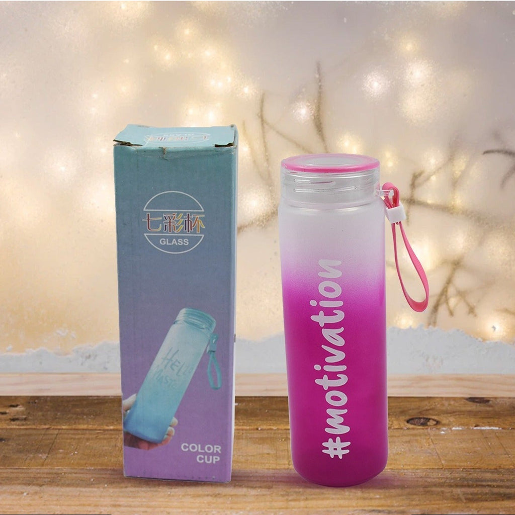 6915motivationalglass Bottle Colorful Portable Water Glass Bottle With Rubber Banddaily Intake Hourly Water Bottle To Ensure You Drink Enough Water Throughout The Dayreusable Cycling Gym Workout Fitnessbottle(Approx 350 Ml)