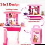 3 In 1 Kitchen Set For Kids Portable Pretend Play Toys For Kids With Suitcase (1 Set)