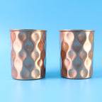 Diamond Cut Copper Water Bottle 2 Glasses With Gift Box (3 Pcs Set)