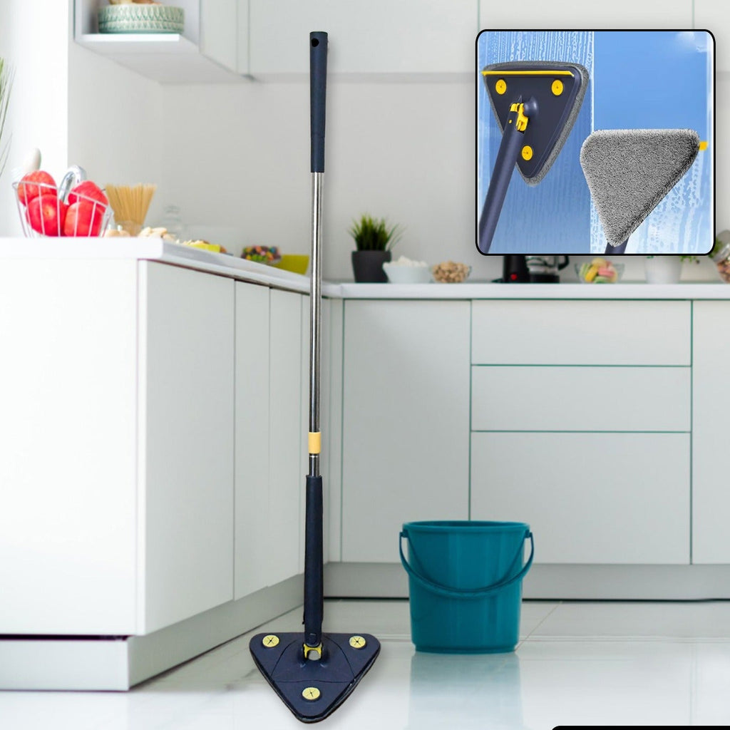 7725 Rotatable Adjustable Triangle Cleaning Mop Triangle Mop With Stainless Steel Long Handle Push-pull Squeezing Cleaning Mop Dry  Wet Mop For Floor Windows (1 Pc)