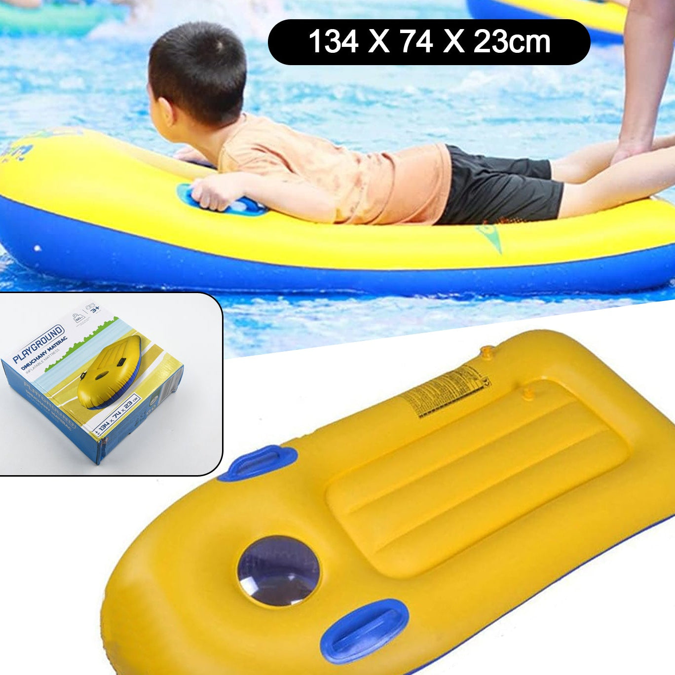 8029 Inflatable Surfboard For Kids Inflatable Bodyboard For Children With Handles Portable Surfboard For Children Outdoor Pool Beach Floating Mat Pad Water Fun