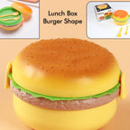 5313 Burger Shape Lunch Box Plastic Lunch Box Food Container Sets Double Layer Lunchbox 1000ml With 2 Spoon Applicable To Kids And Elementary School Students