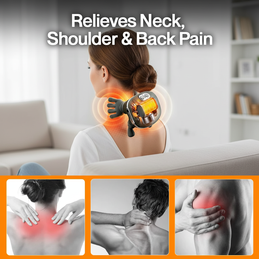 Electric Shoulder & Neck Massager – Deep Tissue Relief with Dual-Zone Heat & Palm Massag