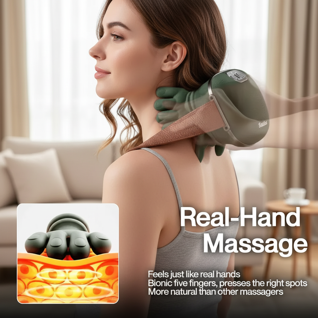 Electric Shoulder & Neck Massager – Deep Tissue Relief with Dual-Zone Heat & Palm Massag