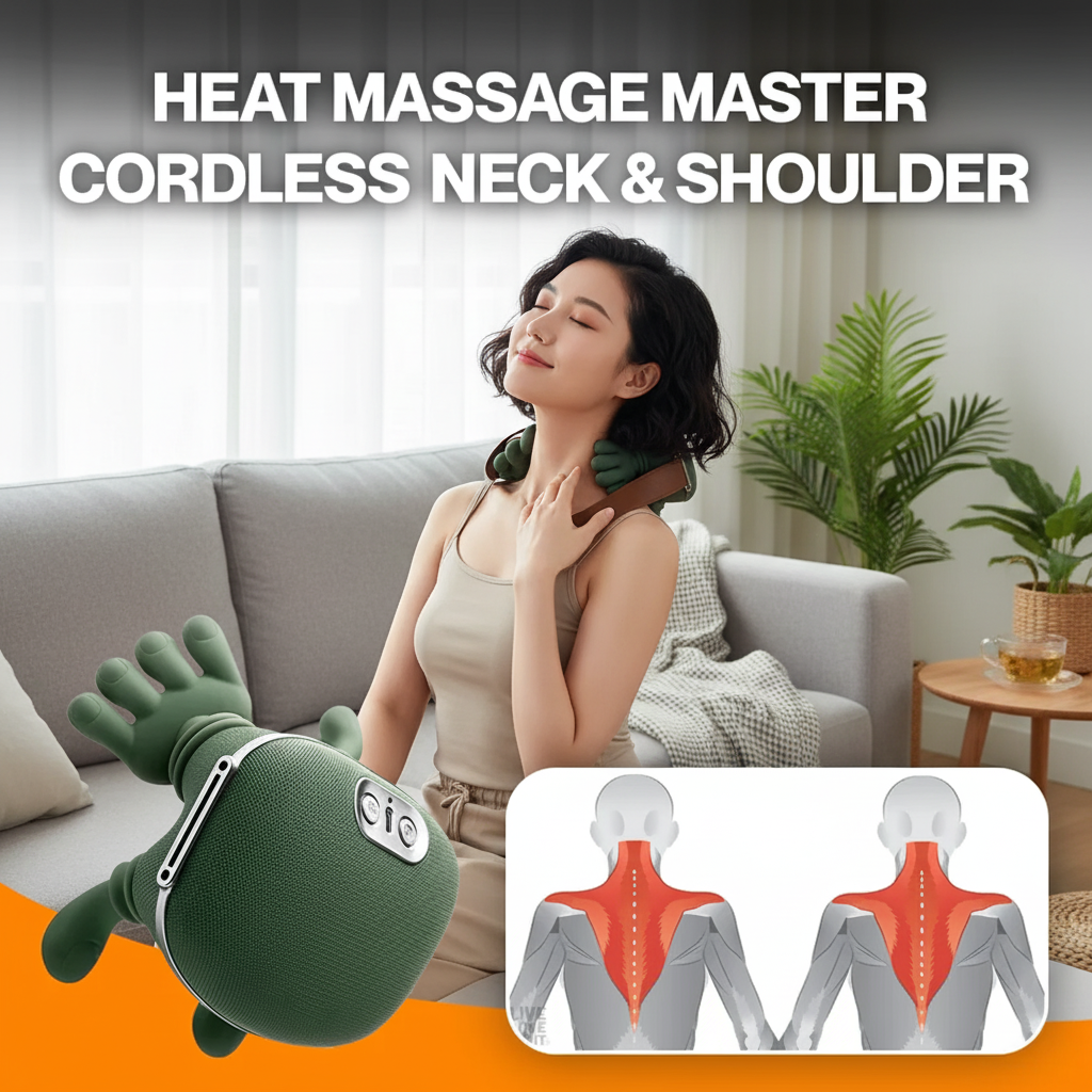 Electric Shoulder & Neck Massager – Deep Tissue Relief with Dual-Zone Heat & Palm Massag