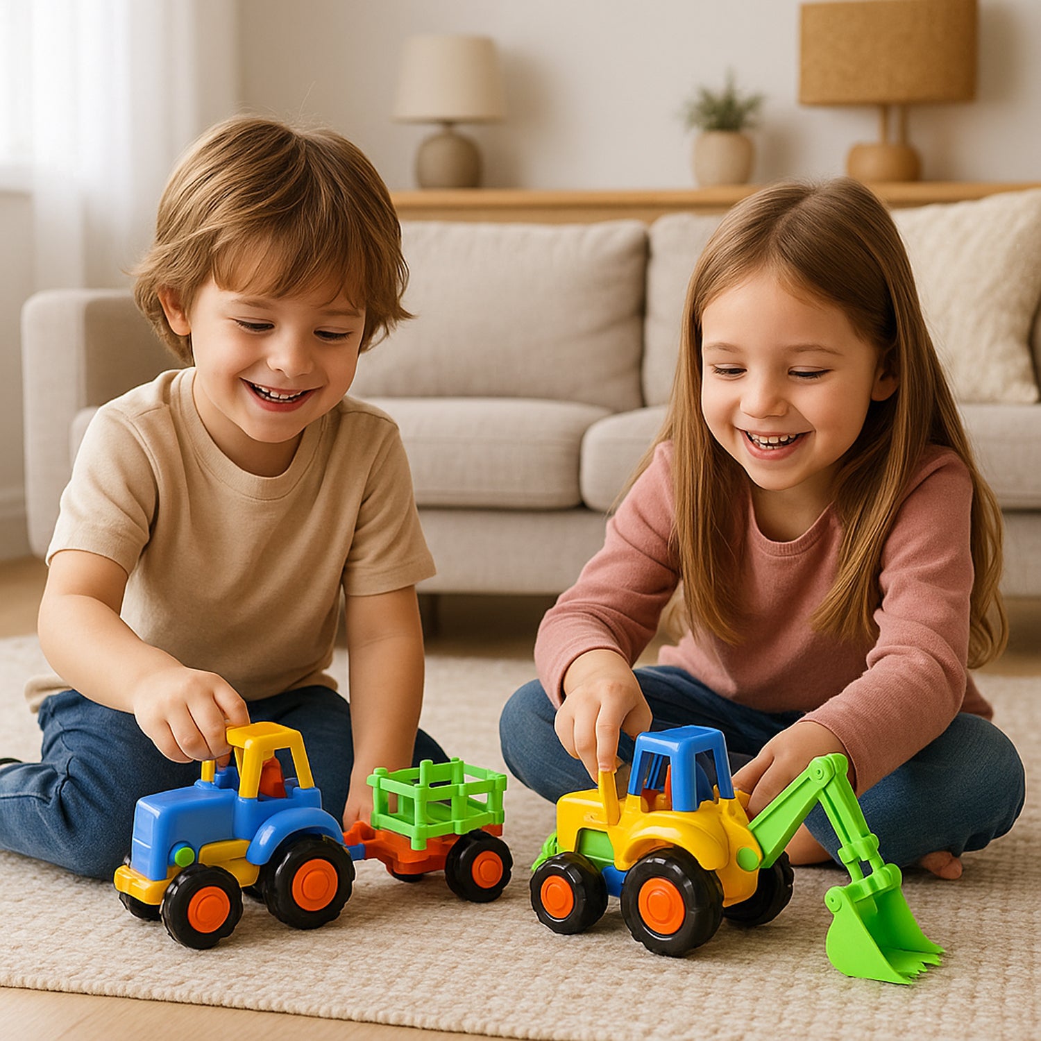Funwoods Itsy Bitsy Construction Vehicle Toy Set For Kids - (8 Pc)