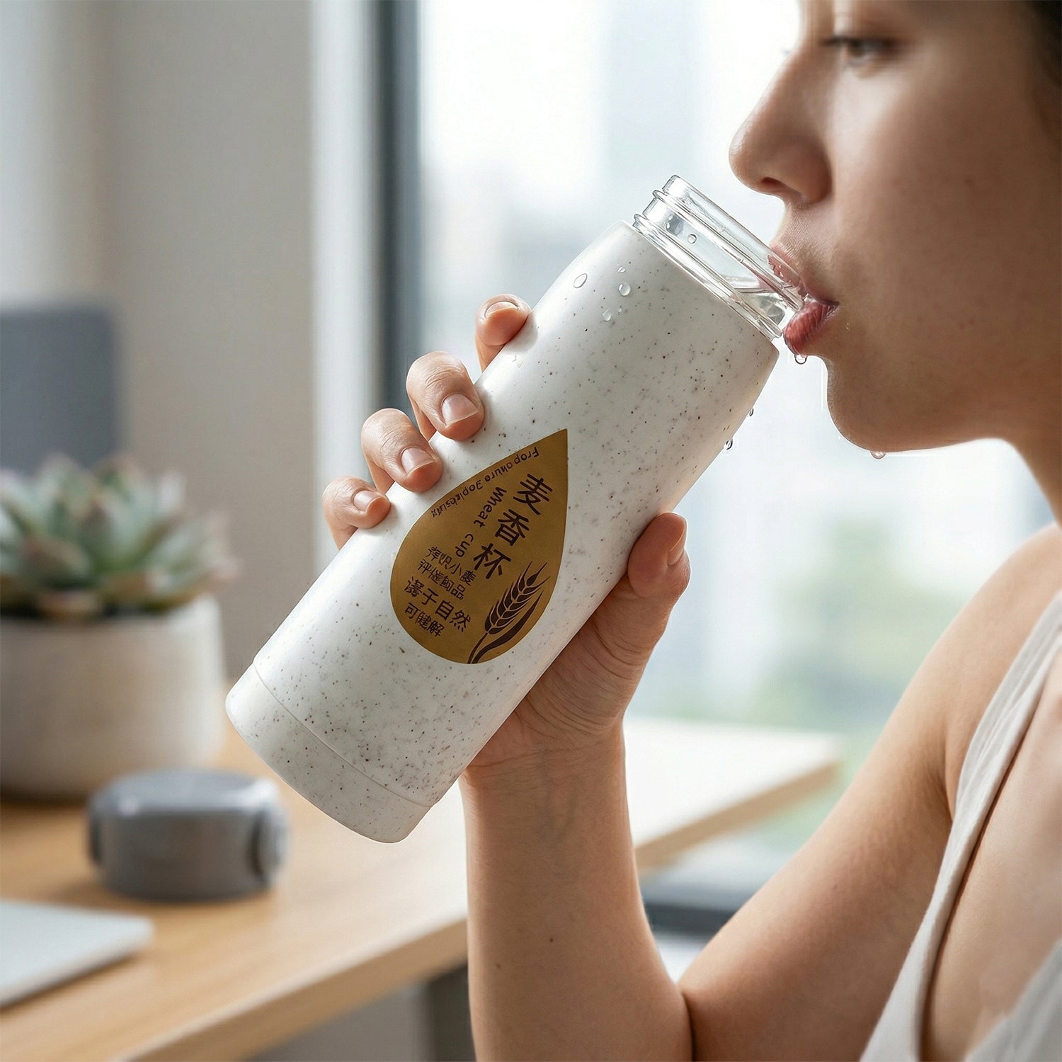 Premium Glass Water Bottle With Mobile Phone Holder (1 Pc 380 Ml)
