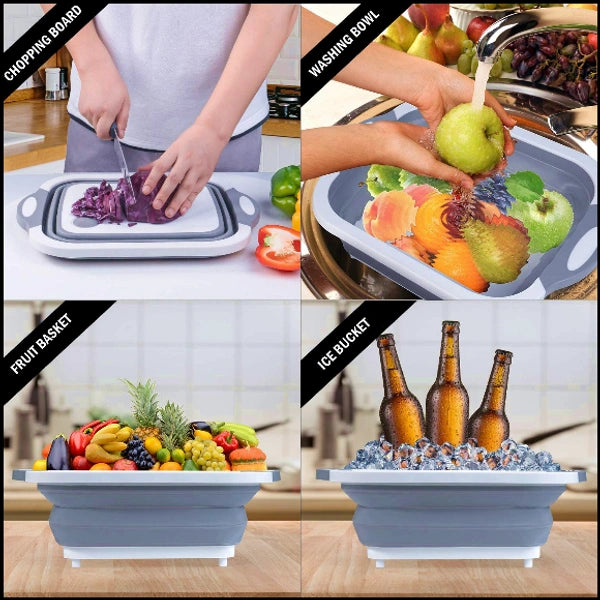 Collapsible Cutting Board With Dish Tub Basket