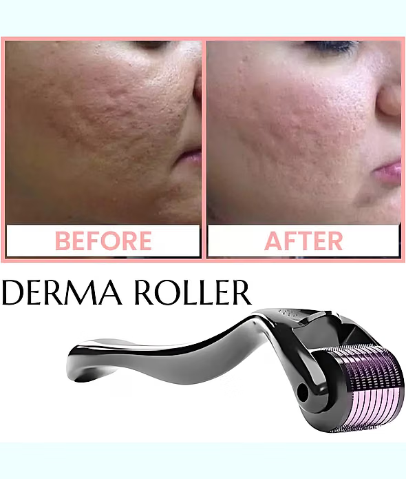 Titanium Micro Needle Derma Roller for Hair, Beard & Skin Care | Acne Scar Removal & Glow Boosting Tool.