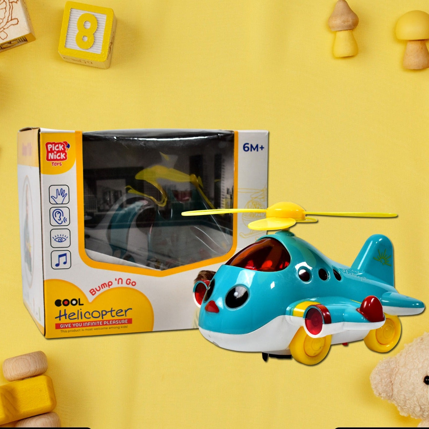 4516 Helicopter Airplane Musical Toy Toddlers With Lights Electronic Moving Cool Aeroplane Baby Development Toys Plane For 6-18 Month Old Gift To Encourage Crawling