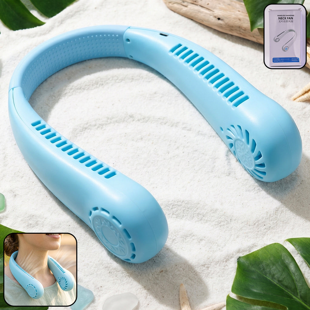 Portable Rechargeable Neck Fan (1 Pc Blue Color)