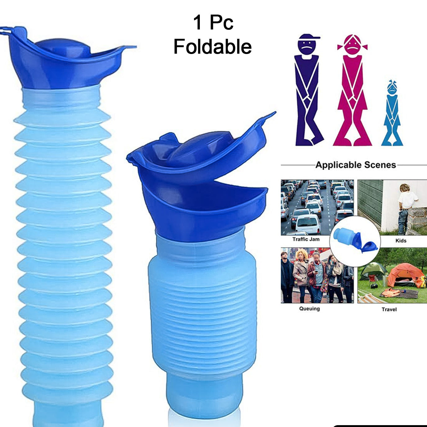 Urinal Foldable Portable Wee Bottle (750 Ml  1 Pc)
