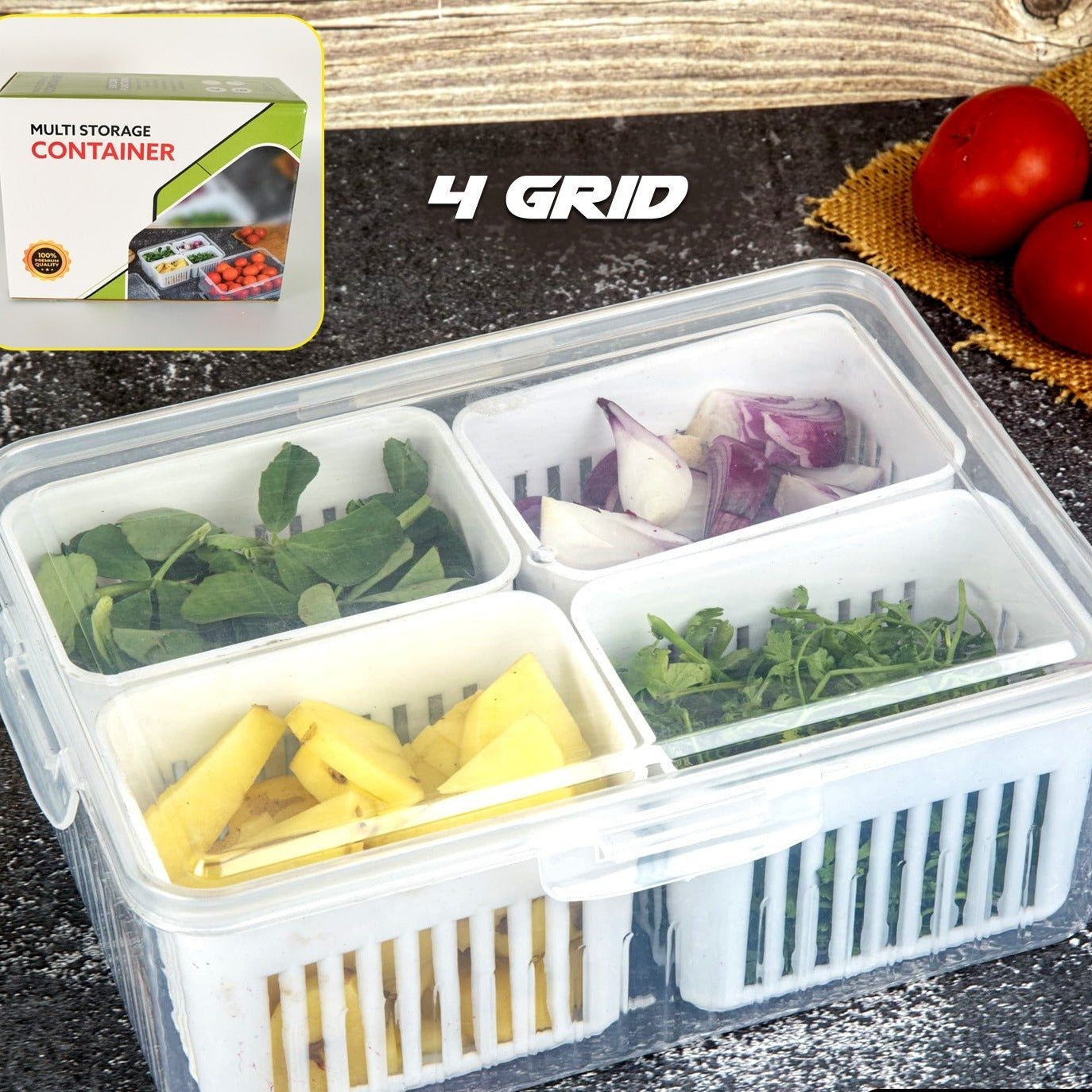Fridge Storage Boxes Freezer Storage Containers Container For Kitchen Storage Set Storage In Kitchen Vegetable Storage Draining Crisper Refrigerator Food Box (1 Pc)
