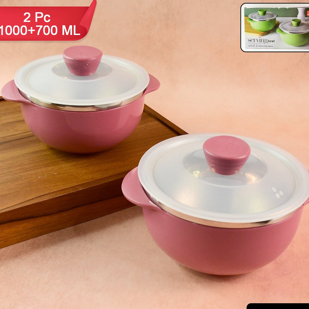 Apex Premium Plastic Serving Bowl Set With Lids (2 Pc)