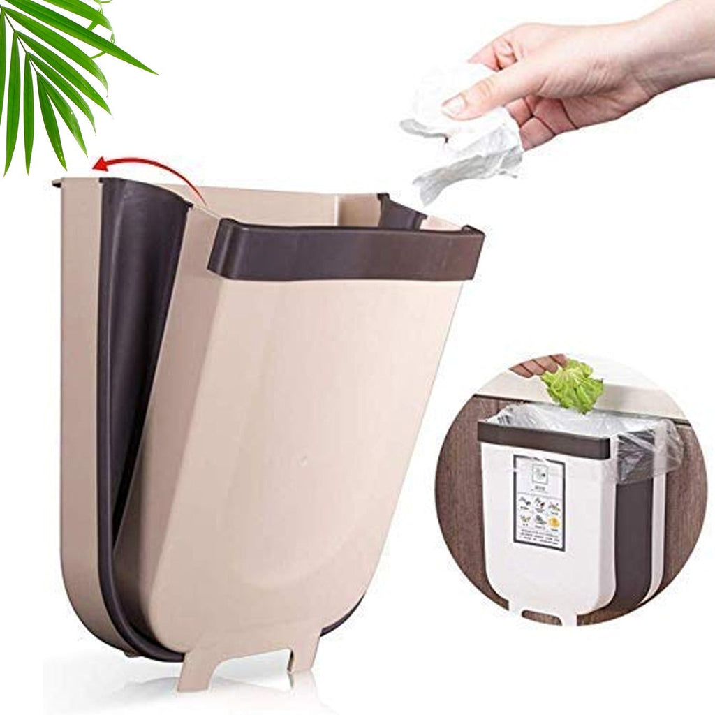 5873 Hanging Trash Can For Kitchen Cabinet Door Small Collapsible Foldable Waste Bins Hanging Trash Holder For Bathroom Bedroom Office Car Portable.
